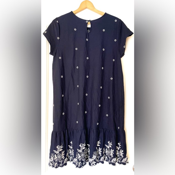 J. Jill Womens Cottage Core Embroidered Floral Print Sheath Dress Blue Sz Medium - Picture 3 of 4